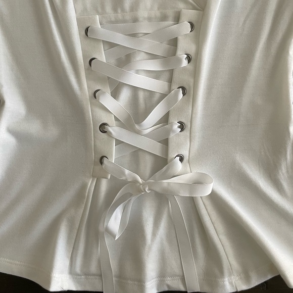 Venus White Lace Up Front Tank Top - Picture 3 of 3